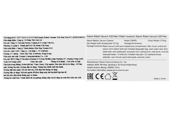 Robot hút bụi lau nhà Xiaomi X20 Max BHR9220EU